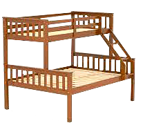 Beliche dupla em madeira maciça, com base para casal em baixo