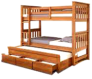 Beliche em madeira maciça tripla com três gavetões