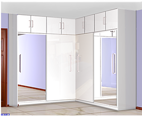 Guardafato/Roupeiro de Canto em madeira prensada com 4 portas, duas de Espelho