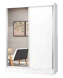 Guardafato/Roupeiro em madeira prensada com 2 portas, uma de Espelho