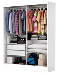 Guardafato/Roupeiro em madeira prensada com 2 portas, uma de Espelho