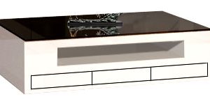 Mesa de Centro com tampo de vidro preto