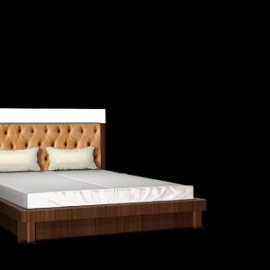 Cama Casal de Madeira Maciça e Cabeceira Captonada