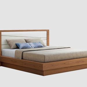 Cama Casal de Madeira Maciça e Cabeceira em Madeira Glossy