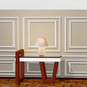 Consola de Madeira Maciça e  Base de Madeira Melamina Glossy com Tampo de Vidro