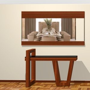 Consola de madeira maciça com espelho